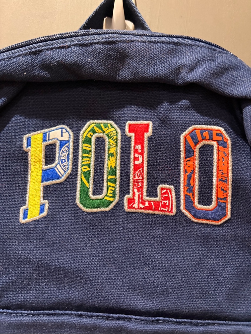 Polo Navy Backpack with Color-Block Lettering